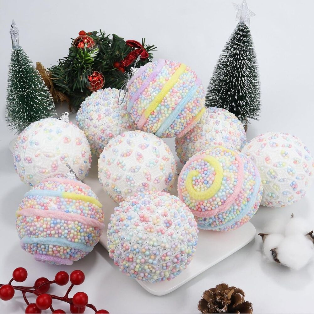 Nazada Set of 9 3" Christmas Candy Color Pastel Macaron Shatterproof Foam Balls - Picture 10 of 11